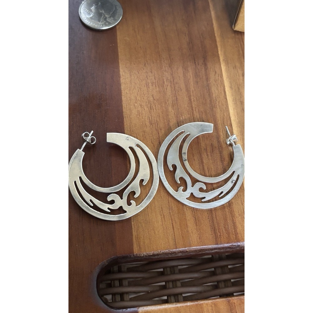 Sterling Silver Ornate Earrings Made In Mexico 11.8 Grams